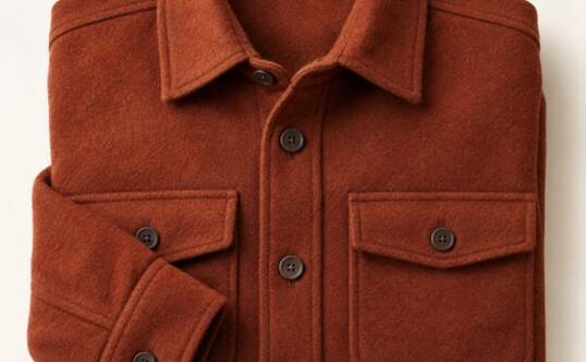 Folded ember rust wool overshirt, The Ridge Layer
